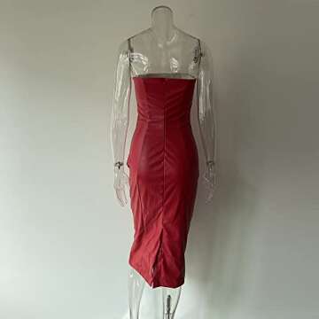 Stylish XLLAIS Women Strapless Midi Dress in Red