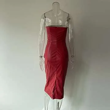 Stylish XLLAIS Women Strapless Midi Dress in Red