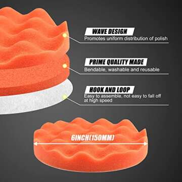 6 Inch Car Polishing & Buffing Sponge Pads Kit for DIY
