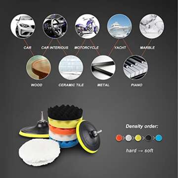 6 Inch Car Polishing & Buffing Sponge Pads Kit for DIY