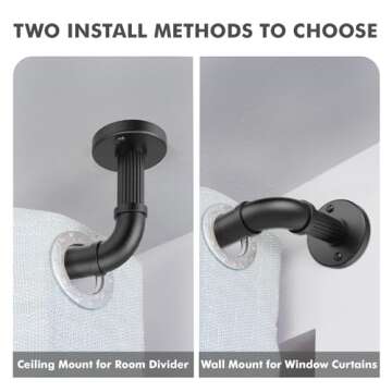 Wayolte Black Curtain Rods 72 to 144 (6-12Ft) for Window: Outdoor Curtain Rods - Industrial Curtain ...