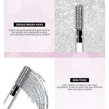 Glitter 4D Lash Mascara, Waterproof, Thickening and Lengthening, Sparkling Diamond Shining Top Coat Eyelash Mascara for Party (Silver)