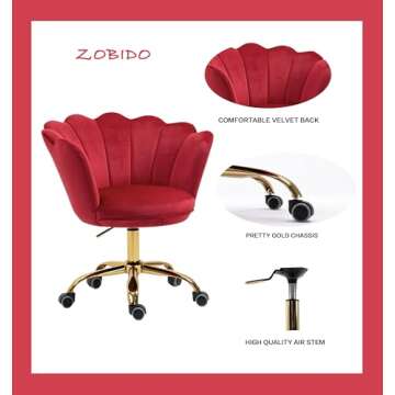 Stylish ZOBIDO Velvet Task Chair for Home & Office