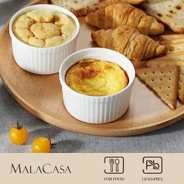 MALACASA Ramekins with Lids 8 oz Set of 6
