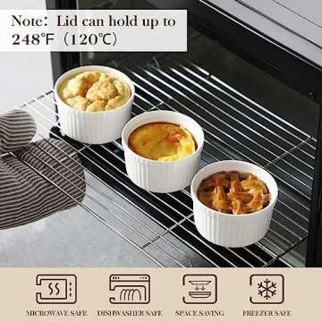 MALACASA Ramekins with Lids 8 oz Set of 6