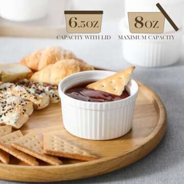 MALACASA Ramekins with Lids 8 oz Set of 6