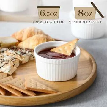 MALACASA Ramekins with Lids 8 oz Set of 6