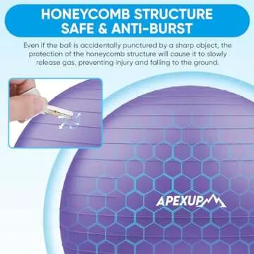 APEXUP Yoga Ball Exercise Ball, Anti Slip Stability Ball Chair, Heavy Duty Large Gym Ball for Fitness, Balance, Core Workout and Physical Therapy (M (19"~22'') 55cm, Purple)