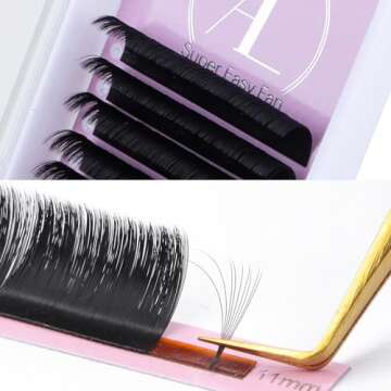 ALLOVE Eyelash Extension Cashmere Super Easy Fan Volume Lash Extensions 0.03mm CC Curl 8-15mm Mixed ...