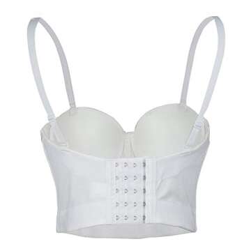 ELLACCI Woment's Pearls Beaded Bustier Crop Top Club Party Sexy Corset Top Bra White Large