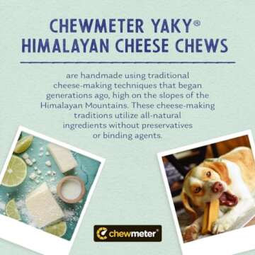 Chewmeter Himalayan Yaky Cheese Chew, 100% Natural, Long Lasting, Gluten Free, Healthy & Safe Dog Treats, Lactose & Grain Free, Protein Rich, Stain Free, Small, For Dogs 15 Lbs & Smaller, 3.3 Ounce