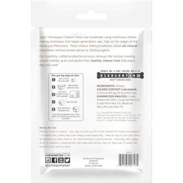 Chewmeter Himalayan Yaky Cheese Chew, 100% Natural, Long Lasting, Gluten Free, Healthy & Safe Dog Treats, Lactose & Grain Free, Protein Rich, Stain Free, Small, For Dogs 15 Lbs & Smaller, 3.3 Ounce