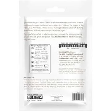 Chewmeter Himalayan Yaky Cheese Chew, 100% Natural, Long Lasting, Gluten Free, Healthy & Safe Dog Treats, Lactose & Grain Free, Protein Rich, Stain Free, Small, For Dogs 15 Lbs & Smaller, 3.3 Ounce