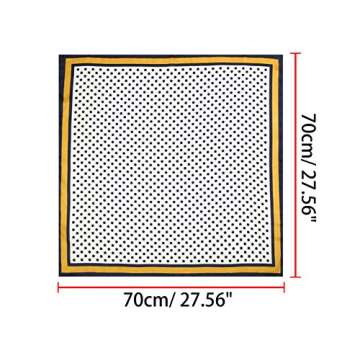 Allegra K 70cm Polka Dots Square Scarf Neck Scarves Kerchief Neckerchief Headband for Women 70 * 70cm/ 27.56 * 27.56 inches(L*W) Navy Blue Yellow