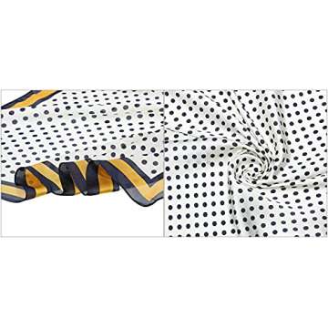 Allegra K 70cm Polka Dots Square Scarf Neck Scarves Kerchief Neckerchief Headband for Women 70 * 70cm/ 27.56 * 27.56 inches(L*W) Navy Blue Yellow