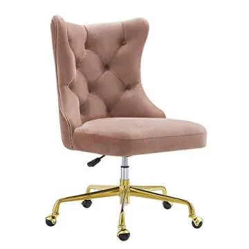 Luxurious Velvet Swivel Office Chair with Golden Base