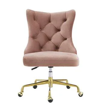 Luxurious Velvet Swivel Office Chair with Golden Base
