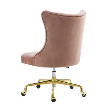 Luxurious Velvet Swivel Office Chair with Golden Base