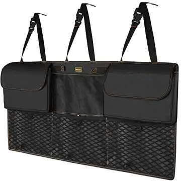 MARKSIGN Deluxe Trunk Organizer with 3 Mesh Pockets, High-elasticity Mesh Pockets for Balls, Top flap Pockets for Kids and Pets, Reinforced Never-sag Design…