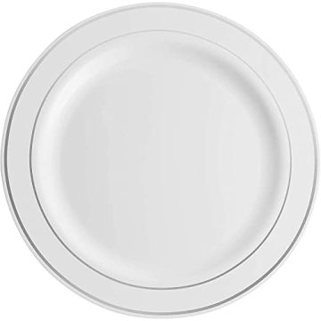 60 Silver Plastic Plates Set for Elegant Events