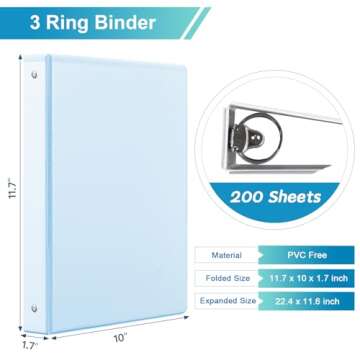1'' 3-Ring Binder with Pockets - Stylish Pastel Colors for School and Office Use