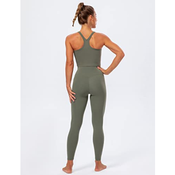 Lavento Women's Silky Olive Green Longline Sports Bra Yoga Top