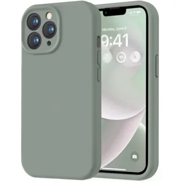 LOVE 3000 iPhone 13 Pro Max Case - Calke Green Silicone with Soft Microfiber