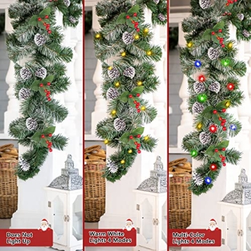 SHareconn 9FT Christmas Garland with Remote Color Lights