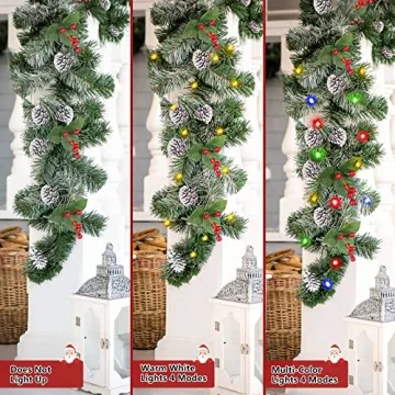 SHareconn 9FT Christmas Garland with Remote Color Lights