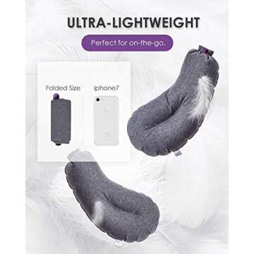 DesignNest Allocacoc DH0036 Aubergine Pillow, Comfort in just a Puff, Inflatable and Compact Pillow ...