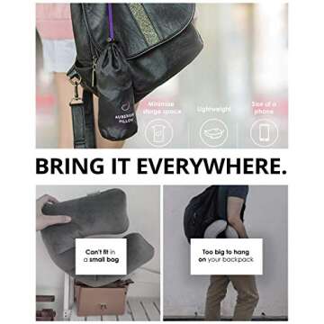 DesignNest Allocacoc DH0036 Aubergine Pillow, Comfort in just a Puff, Inflatable and Compact Pillow for Nap or Sleep, Travel Pillow