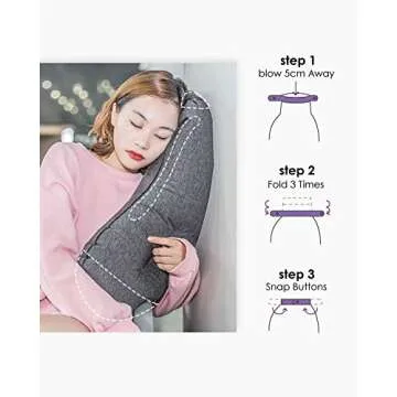 DesignNest Allocacoc DH0036 Aubergine Pillow, Comfort in just a Puff, Inflatable and Compact Pillow for Nap or Sleep, Travel Pillow