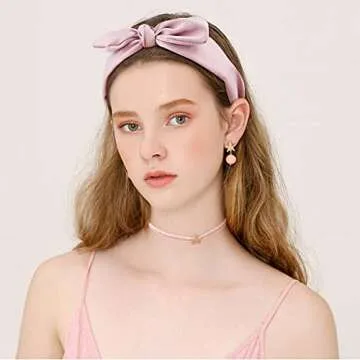 TOBATOBA Knotted Bow Headbands - Fashion Knot Bunny Ears Headbands for Women, Wide Solid Cute Hair Accessories