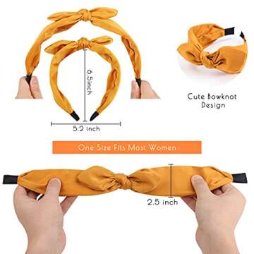 TOBATOBA Knotted Bow Headbands - Fashion Knot Bunny Ears Headbands for Women, Wide Solid Cute Hair Accessories