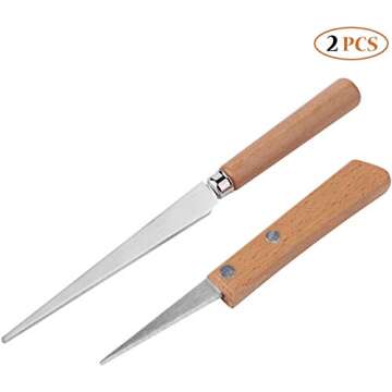 2pcs Wooden Handle Fettling Knife Set for Arts & Crafts