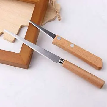 2pcs Wooden Handle Fettling Knife Set for Arts & Crafts