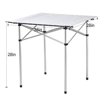 Deanurs Folding Tables Camping Roll Up Aluminum Portable Square Table for Outdoor Hiking Picnic,28" ...