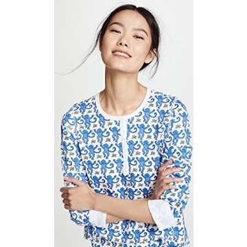 Roller Rabbit Blue Monkey PJ Set for Women - Size S