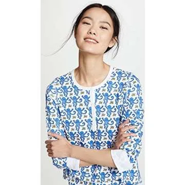 Roller Rabbit Blue Monkey PJ Set for Women - Size S