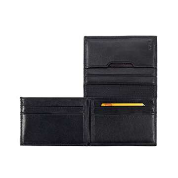 TUMI - Delta L-Fold Wallet with RFID Lock - Slim Bifold Leather Wallet - ID Window & Card Slots - Premium Gift Box - 4" x 3" - Black