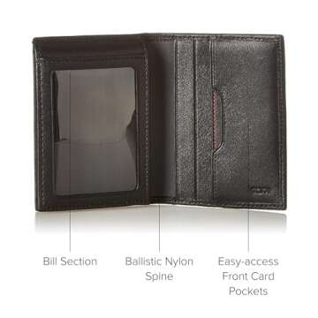 TUMI - Delta L-Fold Wallet with RFID Lock - Slim Bifold Leather Wallet - ID Window & Card Slots - Premium Gift Box - 4" x 3" - Black