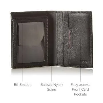 TUMI - Delta L-Fold Wallet with RFID Lock - Slim Bifold Leather Wallet - ID Window & Card Slots - Premium Gift Box - 4" x 3" - Black