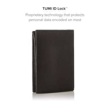 TUMI - Delta L-Fold Wallet with RFID Lock - Slim Bifold Leather Wallet - ID Window & Card Slots - Premium Gift Box - 4" x 3" - Black