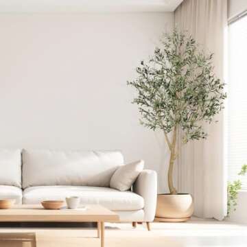 Realead 8ft Faux Olive Tree, Large Realistic Olive Trees Artificial Indoor, Tall Fake Olive Tree wit...