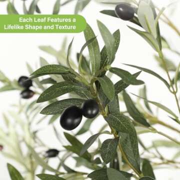 Realead 8ft Faux Olive Tree, Large Realistic Olive Trees Artificial Indoor, Tall Fake Olive Tree with Natural Wood Trunk and Lifelike Fruits for Home Office Decor