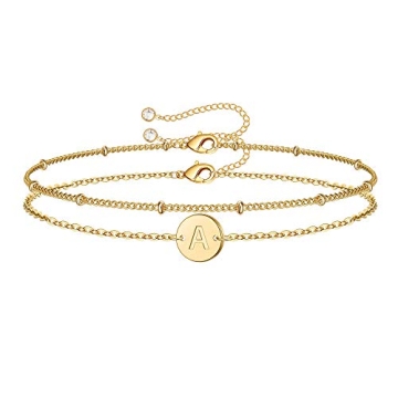 Personalized MONOZO Gold Initial Charm Bracelets