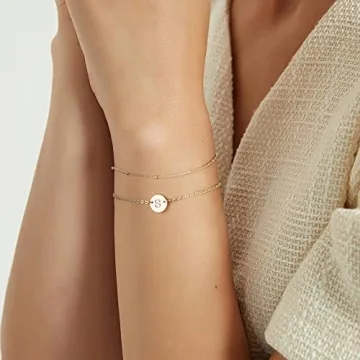 Personalized MONOZO Gold Initial Charm Bracelets