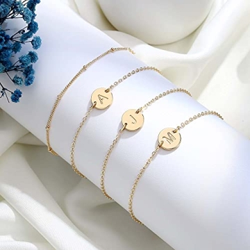 Personalized MONOZO Gold Initial Charm Bracelets