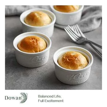 DOWAN 4 oz Porcelain Ramekins for Baking Desserts Set of 6