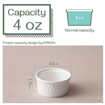 DOWAN 4 oz Porcelain Ramekins for Baking Desserts Set of 6
